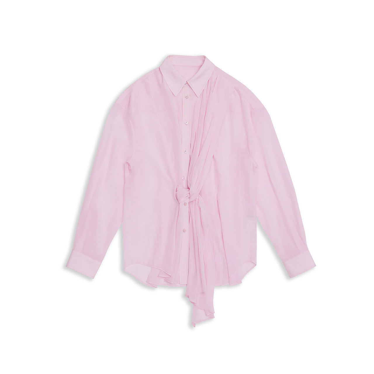 Pink Scarf Decorative Loose Shirt