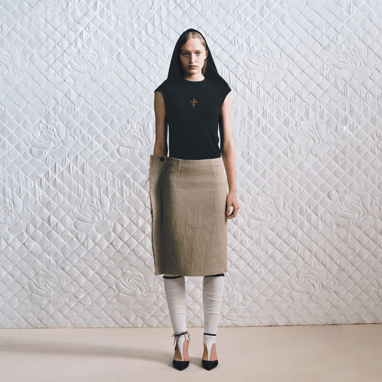 Raw Edge Deconstructed Linen Skirt